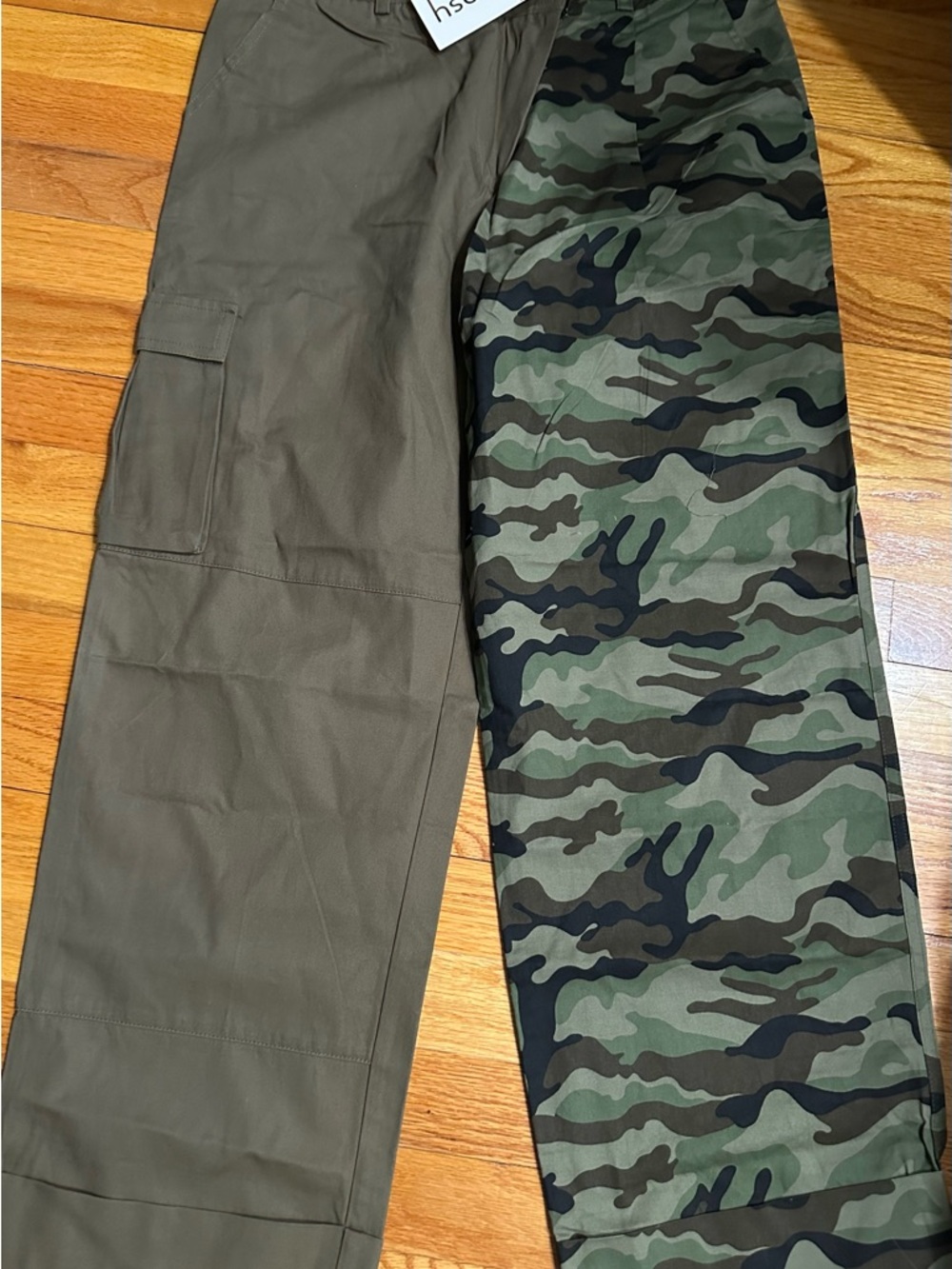 Choosy Two-Tone Cargo Pants — Olive & Camo